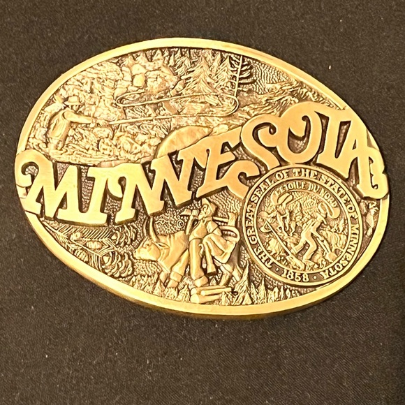 First Edition - State of Minnesota - Solid Brass Belt Buckle - 80’s Vintage - Picture 2 of 8